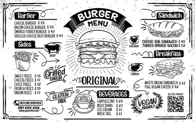 Black Burger Sandwich Menu Icon Element Set Vector Design