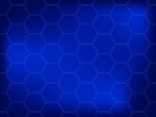 Hexagon shapes, honeycomb pattern, texture on gradient blue technology background. Digital data visualization. Tech, business, science concept. Vector illustration, eps 10.