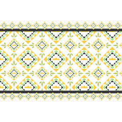 Traditional fabrics, yellow, green and gray, made of geometric shape. Triangle and quadruple, suitable for destroying fabrics, bag patterns, vintage patterns.