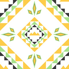 Traditional fabrics, yellow, green and gray, made of geometric shape. Triangle and quadruple, suitable for destroying fabrics, bag patterns, vintage patterns.