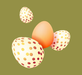 Easter festive composition with golden decorated eggs