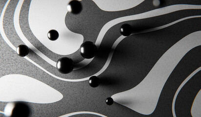 Flying geometric shapes in motion. Modern background for product design show. 3d render