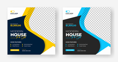 Real Estate social media sale banner design template, creative sale banner design
