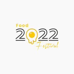 Creative Food Festival concept logo design of 2022 Happy New Year posters. Templates with typography logo 2022 for celebration and Festival.