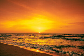 Seascape in the early morning. Sunrise over the sea