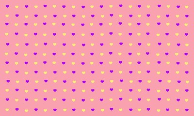 Purple and yellow heart on pink background.