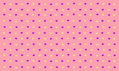 Purple and yellow heart on pink background.