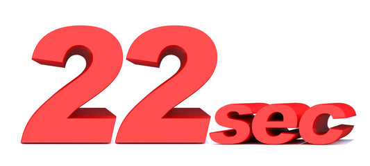 22 seconds word on white background.3d illustration