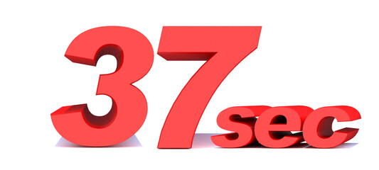 37 seconds word on white background.3d illustration