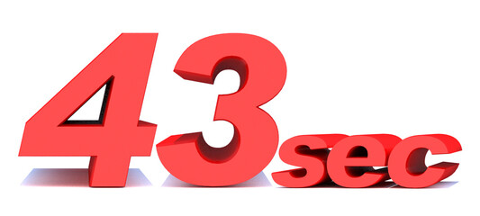 43 seconds word on white background.3d illustration