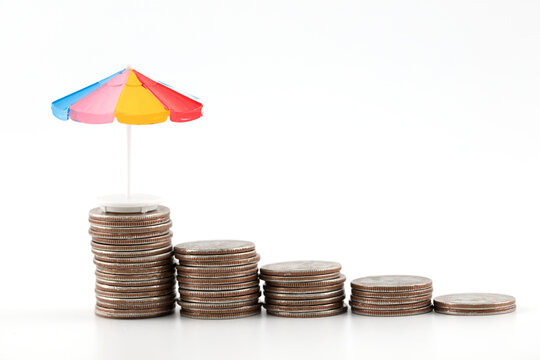 Sun umbrella and diminishing dollar coins