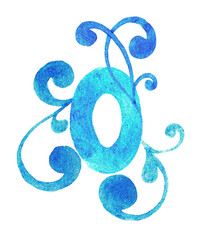 Alphabet. The letter O. Watercolor