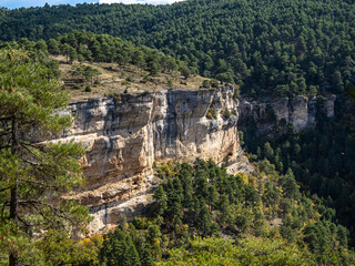 Fototapeta premium Panoramic view of the Serrania de Cuenca at Una in Spain. Hiking trails La Raya and El Escaleron in Una