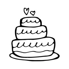 Cake hand-drawn doodle. Vector illustration