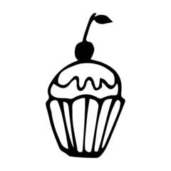 Cake hand-drawn doodle. Vector illustration