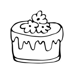 Cake hand-drawn doodle. Vector illustration