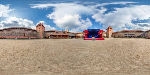 full seamless spherical hdr panorama 360 degrees angle view inside a restored medieval castle  in...