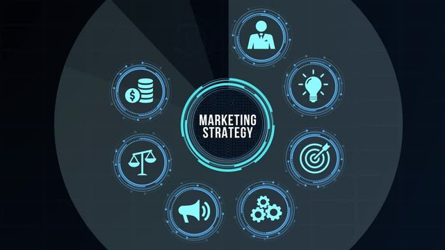 Internet, business, Technology and network concept. Digital Marketing content planning advertising strategy concept. Virtual button.