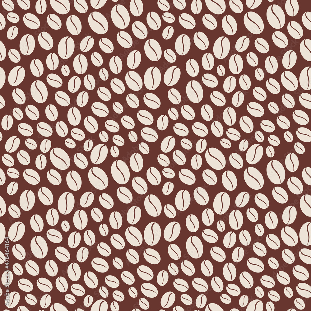 Poster coffee beans pattern. brown and white colors vector canvas.