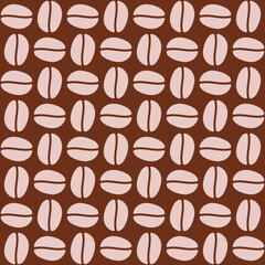 Light Color Coffee Pattern. Coffee Beans Vector Pattern. Coffee Half Beans Pattern.