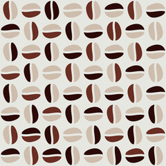Geometric coffee pattern. Vector beans decor sample.