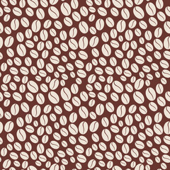 Coffee beans pattern. Brown and white colors vector canvas.