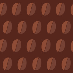 Coffee pattern. Vector seamless coffee beans.