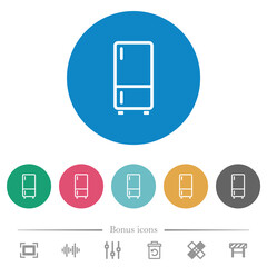 Refrigerator outline flat round icons