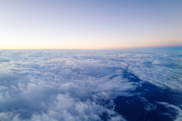 Aerial View on clouds at sunrise