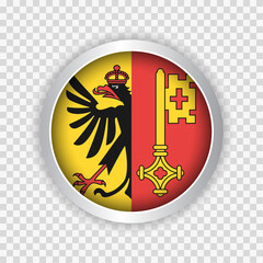 Flag of Geneva of Switzerland on round button on transparent background element for websites