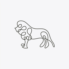 Crowned lion in continuous line art drawing style. Lion as a symbolic king of beasts minimalist black linear design isolated on white background. Vector illustration
