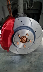 Red Caliper, sport brake system. Sport car
