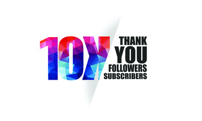 10K, 10.000 followers, subscribers design for internet, social media, anniversary and celebration achievement-vector