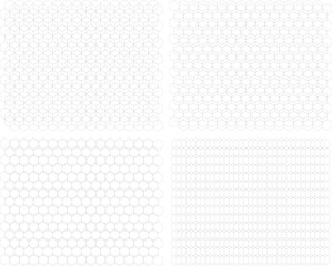 Set of four hexagonal textures. Geometric pattern. [Vector]