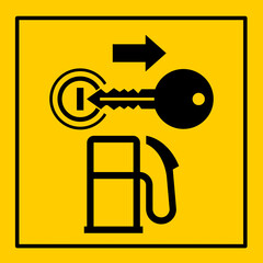 mssn129 MachineSafetySignNew mssn - Maschine / Warnzeichen: Maschinenkennzeichnung einzeln - Motor abstellen - Zündschlüssel vor dem Tanken entfernen . remove ignition key before refueling . g11115