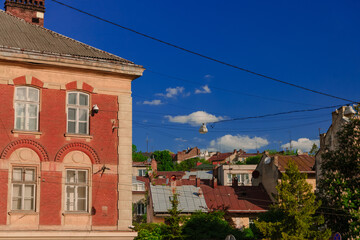 poor ghetto living district in close Asian region of the third world, building exterior decay and background old houses in ordinary day