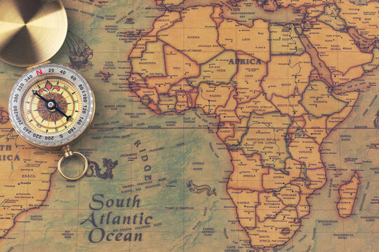 Vintage world map with compass. Africa. - Powered by Adobe
