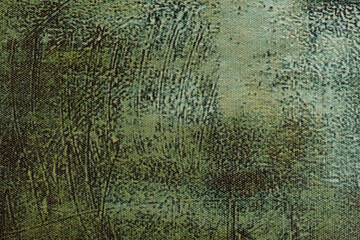 Abstract art background dark green and olive colors. Watercolor painting on canvas with khaki gradient.
