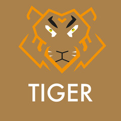 Obraz premium Tiger on a brown background with the inscription tiger, a symbol of the new year!