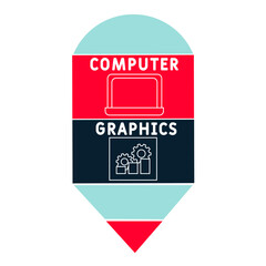 CG - Computer Graphics acronym. business concept background.  vector illustration concept with keywords and icons. lettering illustration with icons for web banner, flyer, landing pag