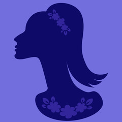 an elegant female head in profile with jewelry - a banner for advertising jewelry or a postcard. Design element