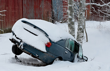 Traffic accident in winter time
