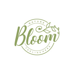 Feminine Bloom Typography logo with emblem design template