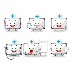 Detective white board cute cartoon character holding magnifying glass