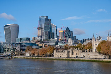 Fototapeta na wymiar View of City and Tower of London.