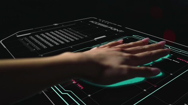 Handprint scan denying system launch unsuccessfully identification closeup