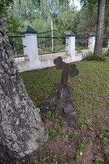 An old grave at the Church of St. Nicholas the Wonderworker in Vashki, Pereslavsky district, Yaroslavl region