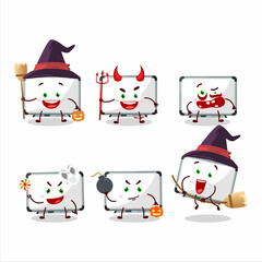 Halloween expression emoticons with cartoon character of white board