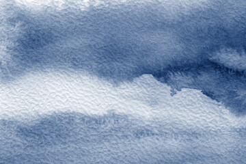 Abstract painting. Watercolor texture in cyanotype monochrome blue . Modern art landscape. Painted background, concept of sky, snow, ice