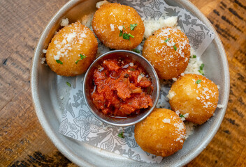 Italian traditional deep fried arancini.
